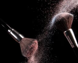 cosmetics makeup brushes and powder dust explosion