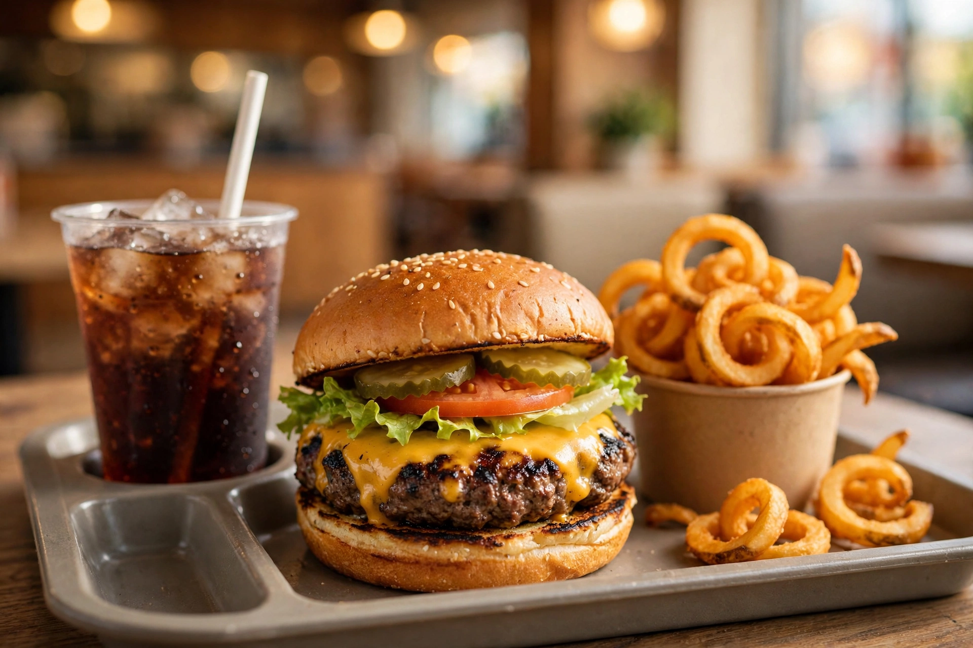 Charbroiled Famous Star burger with curly fries at Hardee’s, Islamabad