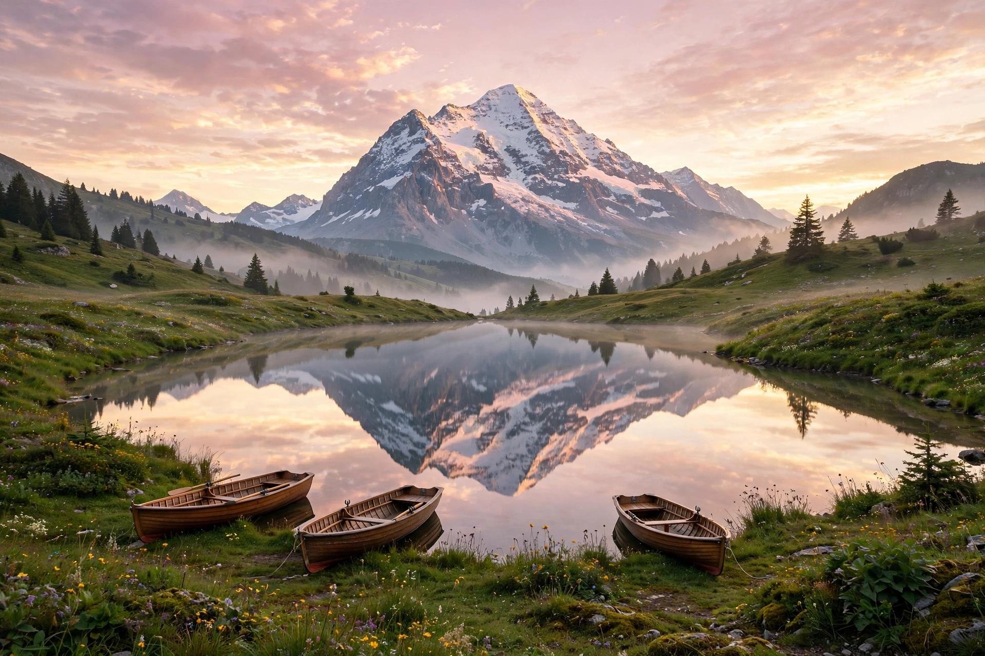 Alpine Lake Saif-ul-Malook mirroring Malika Parbat peak at dawn